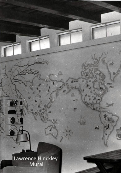 Pictured above is a mural of a world map done by Lawrence Hinckley, which was one of many unique features in Edith’s home on Foothill Drive. Photo credit Fillmore Historical Museum.