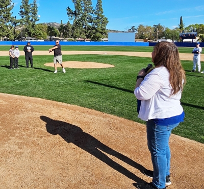 On Wednesday, February 19, Fillmore High School held the Grand Opening Ceremony for their new stadium; the long-time wait is now over. They kicked off the season with members of the Sanchez family throwing the ceremonial first pitch.