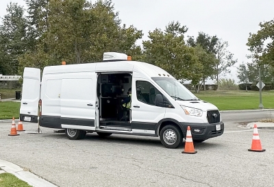 Pictured is a city contracted Veolia van, with CCTV monitoring a sewer line at Burlington and B Streets. The monitoring equipment can be seen inside the van, and the manhole provides access to the sewer lines. Photo credit Fillmore Gazette Staff.