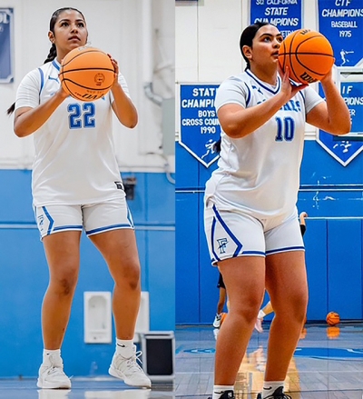 Pictured left #22 Hermelinda Ocegueda who was chosen for the Citrus Coast League (CCL) 1st Team All-League, 1st Team All County for small schools, made The Stars All-County Girls Basketball 2nd team and was named Player of the Week by VCsports/Ventura Ortho earlier this year. Pictured right is Fillmore’s #10 Lucy Murillo made CCL 1st Team All-League, 2nd Team All County for small schools and was by VCsports as one of the top 40 girls basketball players to watch.