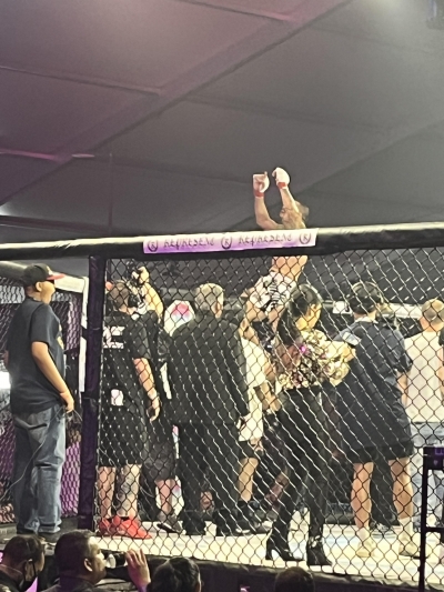 On Saturday, July 6, 2024, at the Commerce Casino in Los Angeles, Fillmore’s Jose “Froggy” Estrada fought with great heart and sportsmanship against his opponent, Devon Brock, who by judges’ decision after the hard-fought rounds, was named the winner. Photo credit Joe Woods.