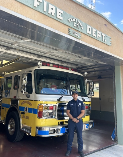 Pictured is Eric Guzman at Ventura County Fire Station 28 in Piru.