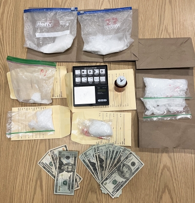 Above is evidence police found during their service of a search warrant for the subject’s home. Photo credit Ventura County Sheriff’s Office.