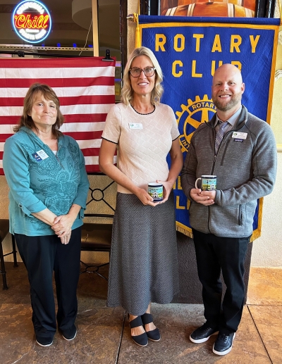 Pictured (l-r) are Rotary President Anna Reilley, Fillmore Middle School Principal Jenny Plugge and Assistant Principal Jan-Erik Sand. Photo credit Martha Richardson.