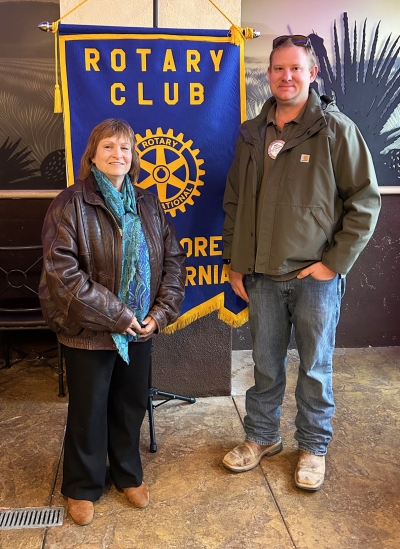 Pictured (l-r) are Fillmore Rotary Club President Anna Reilley and speaker Rotarian Andy Klittich. Photo credit Martha Richardson.