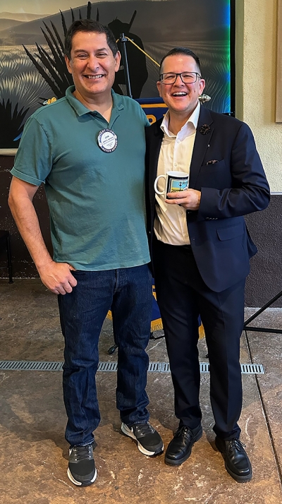 Pictured (l-r) are Fillmore Rotary Club President John Garnica and speaker Luca Lewis. Photo credit Martha Richardson.
