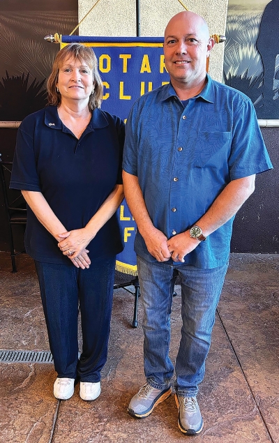 Pictured is Fillmore Rotary President Anna Reilley and Rotarian John Meadows. Photo credit Martha Richardson.