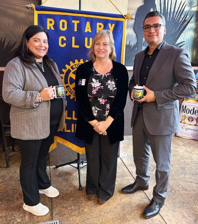 Pictured right is City Manager Erika Herrera, Fillmore Rotary President Anna Reilley, and newly appointed Assistant City Manager Manuel Minjares. Photo credit Martha Richardson.