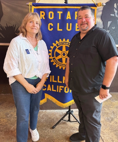 Pictured (l-r) are President Anna Reilley and speaker John Marquez. Photo credit Martha Richardson.