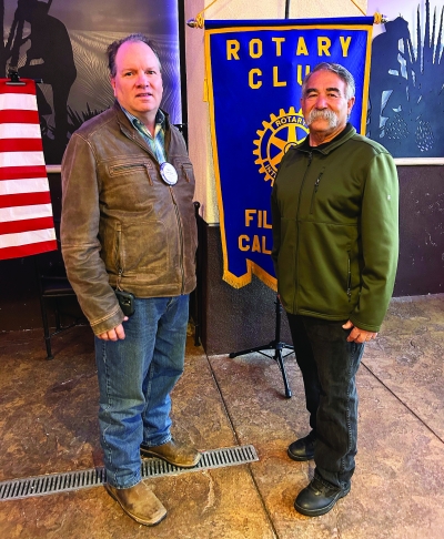 Picture is Fillmore Rotary President Scott Beylik and Rotarian and Fillmore Fire Chief Keith Gurrola. Photo credit Martha Richardson.