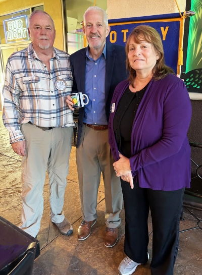Pictured (l-r) are Dave Andersen, speaker Steve Sharp and Fillmore Rotary President Anna Reilley. Photo credit Martha Richardson.