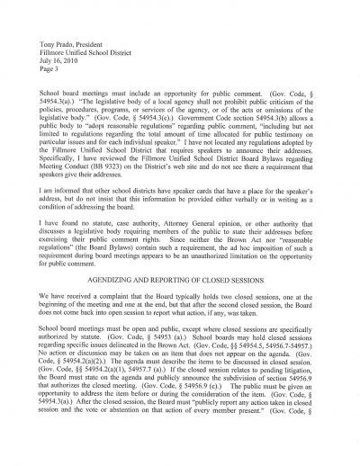 Brown Act violations letter page 3.