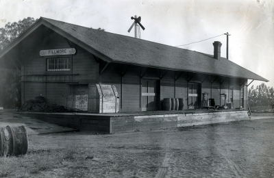 The Depot circa 1900. The crate on the loading dock is a piano for George N. King.