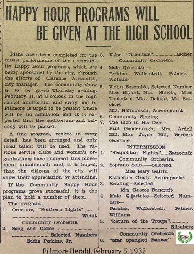 Happy Hour Program February 5, 1932.