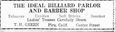 Advertisement from the Piru News, April 24, 1930.