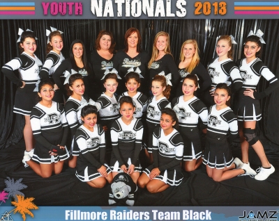 (l-r) (top row) Mersaydez Cardona, Ryan Nunez, Desirae Perez, Tina Hurtado, Lori Nunez, Caitlin McCall, Savannah Bullard, Emily Thompson, and Sadie Ortiz. (middle row) Lilliana Contreras, Shanya Escoto, Sara Uridel, Lexie Sierra, Taylor Wright, Rachel Perez, and Ariana Schieferle. (bottom row) Katalina Barajas, Jazmine Chavez, Jasmine Oriz and Mascot “Raider Bling Bear”.