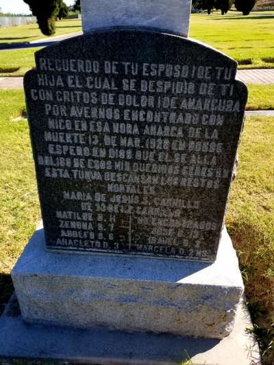 The Carrillo tombstone at Bardsdale Cemetery.