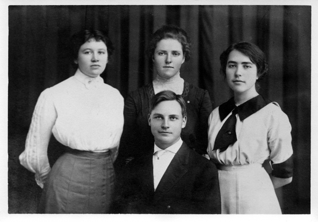 Fillmore’s first graduating class (l-r) Mary Cummings, Albert Wiklund, Sarah King, and Mabel Arthur. Photos courtesy Fillmore History Museum.