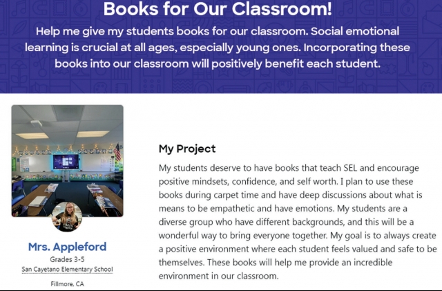 The following exceptional teacher received support through the funding:
* In Fillmore, California, Mrs. Appleford at San Cayetano Elementary School received a donation of $240.00 for the project “Books for Our Classroom!” for Grades 3-5.
“SONIC’s dedication to supporting education through our Limeades for Learning program is a core pillar of our business and the transition into a new school year is a crucial window in setting students and teachers up for success,” said Kim Lewis, Vice President of Brand Experience for SONIC. “We’re grateful to all the SONIC guests who joined us this month in our commitment to brighten the lives of educators, students and families across our SONIC communities by donating to a classroom request on DonorsChoose, or simply by enjoying their favorite SONIC drink.”
Through the SONIC Limeades for Learning initiative, the brand donates a portion of proceeds from every drink, slush and shake purchase to the SONIC Foundation, which is used to support local public education.* Since 2009, SONIC has donated more than $26 million to funding local classrooms, becoming one of the largest programs in the U.S. to support public education.