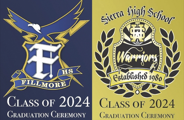 Congratulations to all the 2024 Fillmore Graduates! This week Sierra and Heritage Valley Independent Study Graduation Ceremony will be available via live stream on Wednesday, June 5, 2024, at 6pm and can viewed using this YouTube link https://www.youtube.com/live/CVP3-OOkY3o. 
On Thursday, June 6, 2024, the Fillmore High Graduation Ceremony will be available live stream at 7pm on YouTube https://www.youtube.com/live/nOgUSkhqtqo.