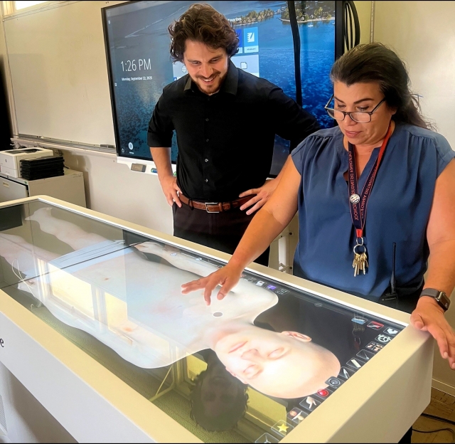 On Monday, September 29, 2025, Atticus Reyes, Field Representative for California State Assemblymember Steve Bennett, who represents the 38th Assembly District, visited Fillmore High School. Reyes toured the campus and learned all about Fillmore High School’s Career Technical Education (CTE) program and its pathway offerings.
Fillmore Unified School District Superintendent Christine Schieferle said, “Students taking Anatomy and Physiology courses use the Anatomage table, one of the most advanced human-based 3D anatomy and medical education system tools. This state-of-the-art platform offers digitized human cadavers, superior medical learning tools, and realistic 3D anatomy experiences. Students at FHS receive high-quality, relevant learning experiences to prepare them for college, career, and life experiences.”