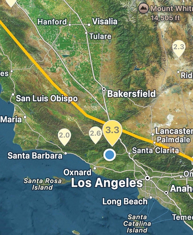 On Monday, December 2nd, 2024, at 7:51pm a 3.3 earthquake was reported in Piru, Ca. According to USGS it was later reported as a 3.1 quake, with a magnitude 3.1ml and a depth of 15.3km. It was also reported as being felt in parts of Fillmore. Info courtesy https://earthquake.usgs.gov/earthquakes/eventpage/ ci40992360/executive.