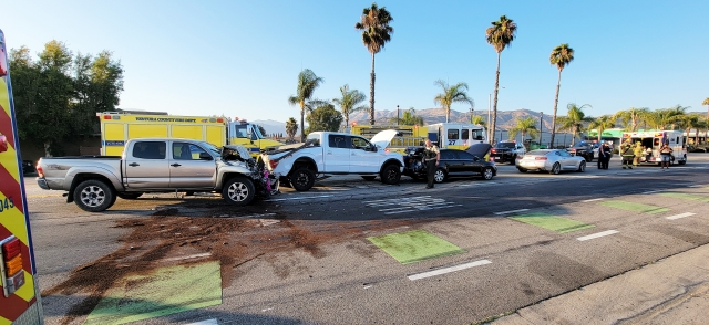 On Saturday, July 19th, at 6:39 p.m., the Fillmore Police Department, Fillmore City Fire, Ventura County Fire Department, and AMR Paramedics were dispatched to a reported traffic collision in front of Bunnin Chevrolet. Arriving firefighters reported four vehicles involved with total of six patients. A second ambulance was requested, both ambulances transported the patients to local hospitals. Cause of the crash is under investigation.