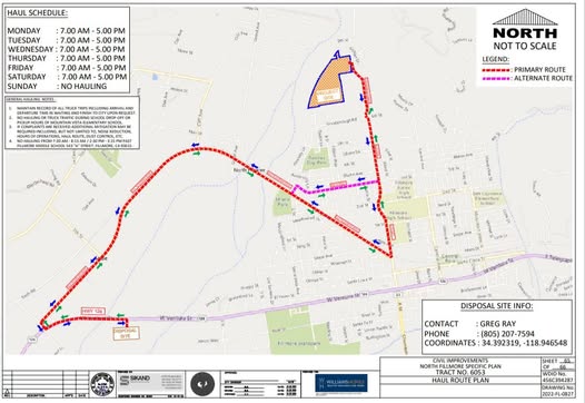 On January 6, 2024, the Williams Homes released a notice to residence regarding dirt hauling /remedial grading at the Creekside residential development between Sespe Creek on the west boundary and Goodenough Road to the east. And will haul dirt through A Street, Third Street, and Old Telegraph Road to begin January 13, 2024. Read Article for more details.