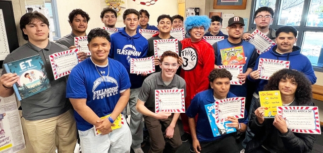 On Monday, March 3, Fillmore USD Assistant Superintendent Isaac Huang made a special trip to Rio Vista Elementary School dressed as “Thing 3” from the Dr. Seuss’s books, in celebration of Read Across America Week. Photo credit https://www.blog.fillmoreusd.org/fillmore-unified-school-district-blog/2025/3/3/assistant-superintendent-huang-read-accross-america-week.