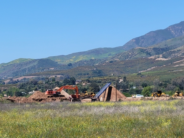 Fillmore’s Creekside by Williams Homes will soon be here, construction is underway of the 131 single-family homes being built. The development location is between Sespe Creek on west boundary and Goodenough Road to the east, north of B Street. Many trucks have been hauling dirt to and from the site. Photo taken from Goodenough Road. Photo credit Gazette staff.