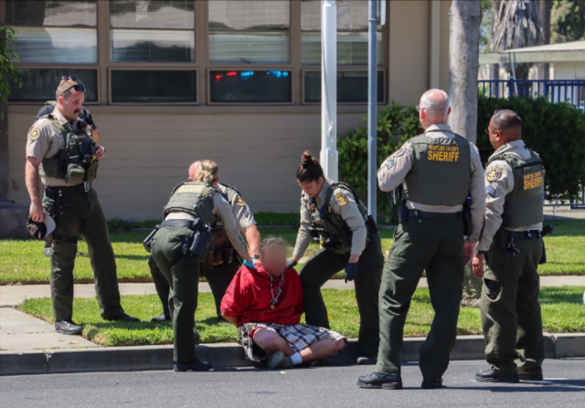 On Monday, July 28, 2025, Moorpark Police Dept. responded to an alleged battery in the 10000 block of Broadway Road, Moorpark. Upon arrival the officer initiated a traffic stop and the suspect, Jesus Torres, 34 of Fillmore, exited his vehicle, confronting the officer. His aggressive stance led to the officer deploying his taser. The suspect returned to his car, where the officer used his pepper spray. The suspect fled in his vehicle, north through Grimes Canyon into Fillmore, stopping in front of the Fillmore Police station where he was arrested. Fillmore Engine 91 was called in to treat him for the pepper spray. According to police, he appeared to be under the influence of drugs. Torres will be charged with felony battering of a police officer and evading the law with pursuit involved. Further charges pending. Photo credit Angel Esquivel. Information credit Moorpark Capt. Nick Odenath.