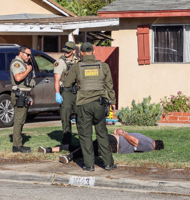 On Thursday, November 7, about 8:00 a.m., two Fillmore patrol deputies were on a subject stop on C Street and Ortega Street. According to the Ventura County Sheriff’s Office the subject was displaying symptomology of being under the influence of a controlled substance. The subject walked away from deputies after being told he was being detained. The subject displayed pre-assaultive behavior and was tased, then taken into custody. When deputies searched the subject, a white crystal-like substance and a syringe with a capped needle were located in his pants pocket. The subject was arrested for violation of PC 148(a)(1)- Resisting or obstructing a peace officer, HS 11550(a)- Under the influence of a controlled substance, HS 11364(a)- Possession of drug paraphernalia and HS 11377(a)- Possession of a controlled substance. Photo credit Angel Esquivel.