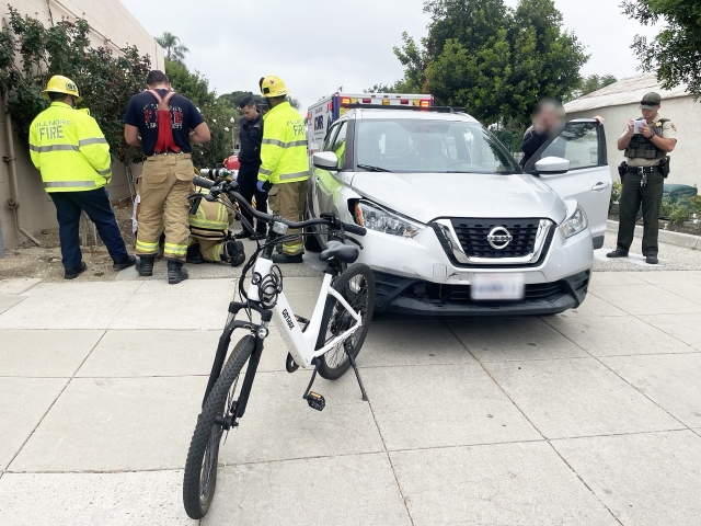 On Friday, June 6th, around 1:30 p.m., the Fillmore Police Department, Ventura County Fire, and AMR Paramedics responded to a vehicle vs. E-bike collision at Domino’s Pizza. The biker sustained minor injuries; no hospital transportations were made. Photo credit Angel Esquivel.