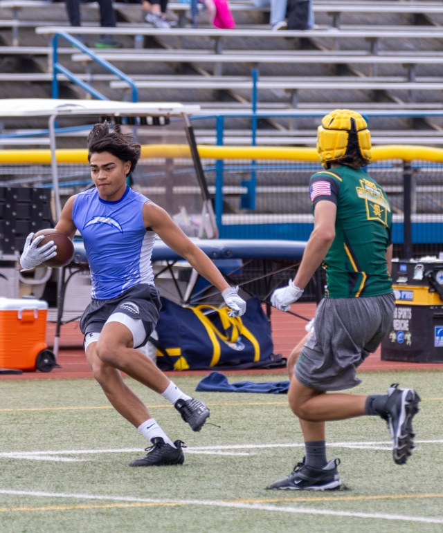 On Thursday, May 23, the Fillmore Flashes Football team hosted a 7-on-7 event with Moorpark and two other local high schools. Pictured is some of the action that took place as the Flashes prepare for the fall season. Photo credit Crystal Gurrola. See more photos online. 