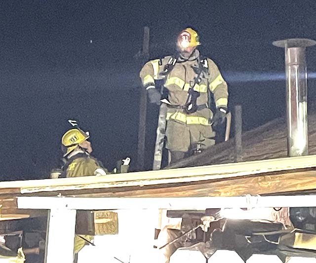 On Thursday, July 16, at approximately 10:00 p.m., the Fillmore Police Department and Fillmore City Fire Department responded to a reported structure fire in the 800 block of Edison Way. Upon arrival, firefighters observed light smoke coming from a bedroom inside the residence. Crews quickly located the fire and extinguished it, preventing further damage to the home. No injuries were reported. Photo credit Angel Esquivel.