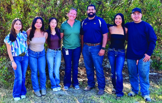 Above is the Fillmore High FFA Officer Team. Pictured (l-r) are Olivia Nava, Yosie Cruz, Diana Espinoza, FHS Agriculture Teacher/FFA Adviser Mrs. Klittich, Mr. Lopez, Mia Urbano, and Alonso Estrada. The team welcomed Mr. Salvador Lopez to Fillmore High and the FFA Club.