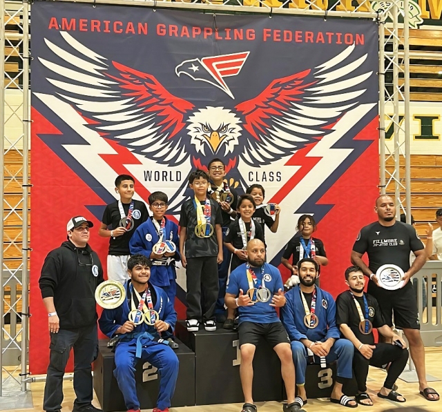 On Saturday, June 7th, 2025, kids out of Perce’s Kenpo Karate Studio in Fillmore placed 1st overall at the American Grappling Federation (AGF) Tournament held at Moorpark High School. Above is the team after claiming victory. Photo credit Michael Torres.