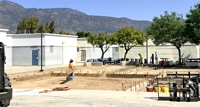 Fillmore Middle School is getting a facelift this summer. Crews are working on multiple projects around the campus. Above are crews working away in the quad area. Posted July 20, at 4:12pm, courtesy https://www.facebook.com/FUSDDistrict.