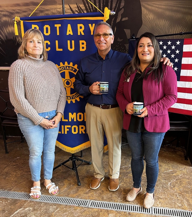 Pictured above is Rotary President Anna Reilley and speakers Jim Duran and Cynthia Long. Photo credit Martha Richardson.
