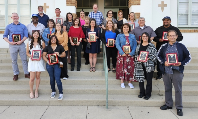 At the May 21, 2024 Board of Trustees meeting, the Fillmore Unified School District held an awards ceremony for the annual students and Staff of the Year award winners for the 2023-24 school year. The careers of 14 employees retiring this year were also celebrated: Sandra Butts, Reading Intervention Teacher, 24 years, Oscar Carrillo, Bus Driver/Grounds, 18 years, Hope Chavez, Kinder Teacher, 39 years, William Chavez, English Teacher, 12 years, Frank Gomez, Offset Press Operator, 27 years, Karen MacDonald, Reading Intervention Teacher, 24 years, Baldomero Magana, Head Custodian, 25 years, Marisa Martinez, 6th Grade Teacher, 18 years, Julie Mendez, Special Educational Instructional Assistant, 38 years, Laurie Merrill, Science Teacher, 41 years, Laurie Montano, Food Service Worker II, 8 years, Harrell Moore, Math Teacher, 26 years, Lupe Reyes, Attendance Clerk, 44 years, and Lori Schneider, Cafeteria Manager, 28 years. See Classified/Certified Staff of Year awards on page 10.