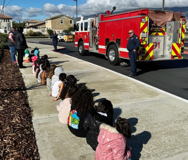 On Wednesday, February 14, 2024, in an ongoing effort to fulfill its mission to develop high-performing students who are engaged and productive members of society, Fillmore Unified School District’s Rio Vista Elementary welcomed the Fillmore Fire Department to educate Transitional Kindergarten students about fire safety. Rio Vista Elementary Principal Beverly Garnica said, “Thank you Fillmore Fire Department for visiting our Transitional Kindergarten students. Our students had so much fun learning about how firefighters do their jobs, and about fire safety.” Photos courtesy Rio Vista Elementary blog.