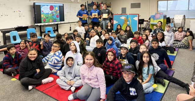 Shoutout to the Fillmore Flashes football team for inspiring our students during **Read Across America**! Our young readers loved having these athletes share stories and the joy of reading. Above are some of the student athletes who participated. Inset; are the Piru students and FHS Athletes who read to their class. Courtesy https://www.blog.fillmoreusd.org/piru-elementary-condors-blog/2025/3/5/fillmore-flashes-read-stories-amp-the-joy-of-reading.
