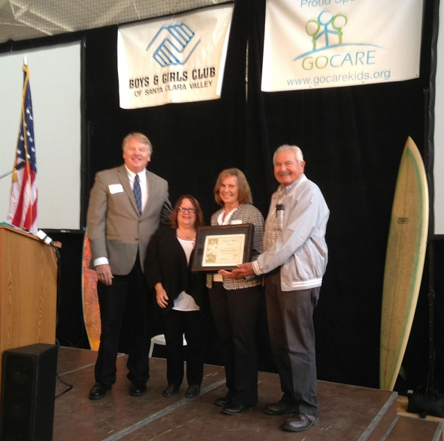 Ralph Harrison (right) and his wife Jenny are with Mike Mobley (left) and Jan Marholin of the Boys & Girls Club of Santa Clara Valley.