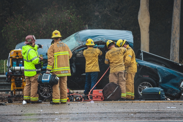 On Tuesday, November 26, multiple units responded to a collision on Highway 126 near Peck Road, Santa Paula involving two vehicles. Two female patients were transported to the hospital with injures, with one DOA. Photo credit Angel Esquivel.