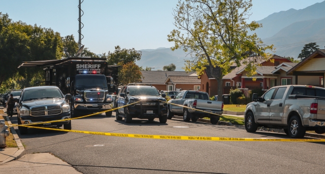 On June 11, at 2:07pm, police responded to numerous calls from residents hearing gun shots near the 300 block of 3rd Street in Fillmore. The above photo was taken at the scene on June 11, 2024. On June 13, multiple units arrested two suspects, Nathaniel Marrufo, 21, and Juanluis Orozco, 19, in connection with the shooting. Photo credit Angel Esquivel-Firephoto_91.