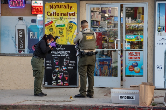 On Sunday, July 20th, at 4:09 p.m., police responded to several reports of a shooting outside Sanchez Market in the 4000 block of E. Center Street, Piru. Upon arrival police found one victim who was treated on-scene and transported to the hospital by ambulance. Photo credit Angel Esquivel