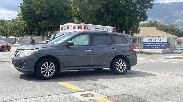 On Thursday, April 2, at approximately 2:34 p.m., the Fillmore Police Department, Fillmore City Fire, and AMR Paramedics responded to a two-vehicle collision at A Street and First Street. Minor injuries were reported, and no ambulance transports were made. Photo credit Angel Esquivel.