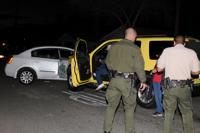 A two-car collision occurred at the intersection of Mountain View Avenue and Main Street, Friday at approximately 5:15 p.m. Substantial damage was done to both vehicles but no injuries were reported.