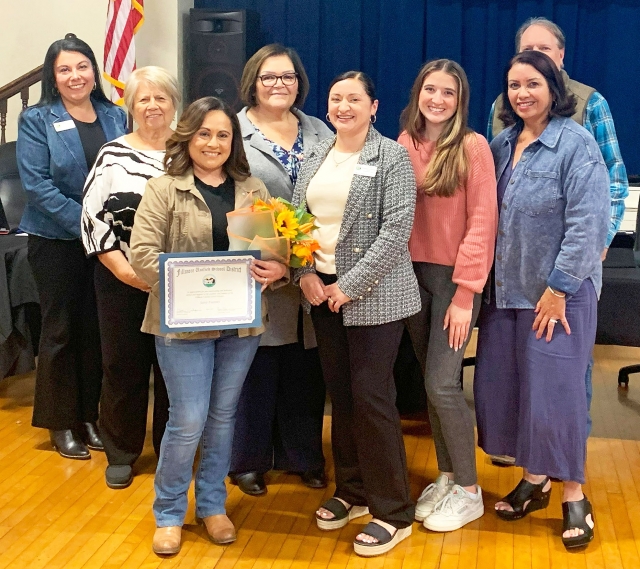 Piru Elementary School Principal Viviana Laureano presented an update on the programs, activities, and initiatives to the FUSD board for the 2024-2025 school year. Attendance/Health Clerk Sonia Mendez was awarded Classified Employee of the Month, and Counselor Saira Fuentes was awarded Certificated Employee of the Month. Courtesy https://www.blog.fillmoreusd.org/fillmore-unified-school-district-blog/2025/4/3/piru-elementary-presentation-at-board-of-trustees-meeting.