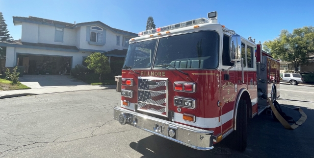 On Friday, August 16, at approximately 9:45 a.m., Fillmore Fire Department responded to a reported structure fire in the 900 block of Meadowlark Drive. Arriving firefighters reported a two-story structure with nothing visible. It was determined that it was possibly an electrical fire. Photo credit Angel Esquivel.